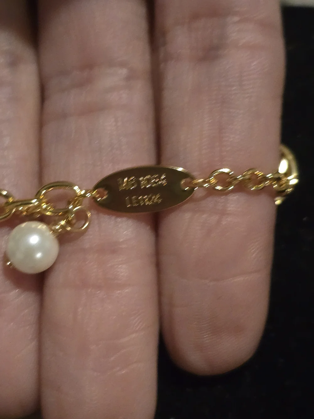 18kgp LVGold-tone Pearl Charm Bracelet